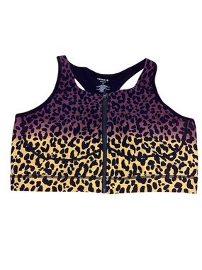 Torrid Purple to Yellow Leopard Zip-Front Sports Bra